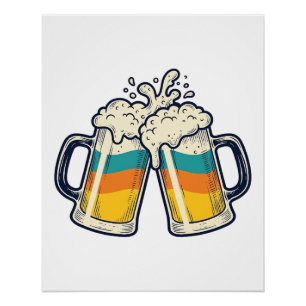 Vintage-Regenbogen-Bierkrug-Prost-Vektor-Shirt_1 Poster