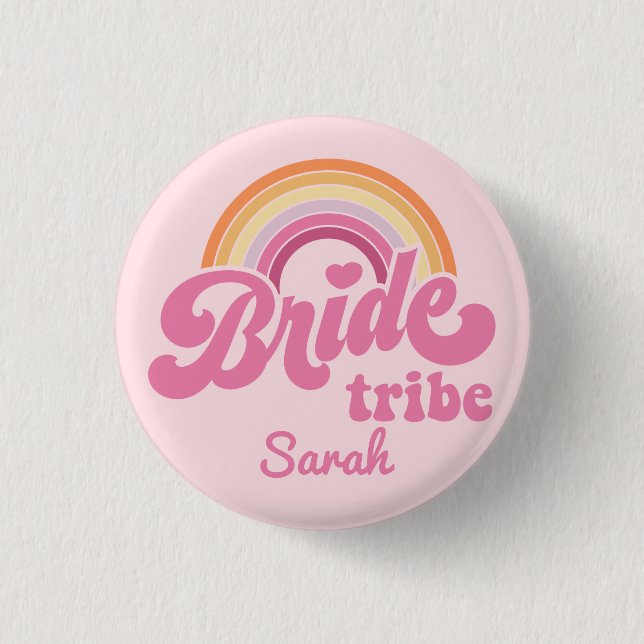 Vintage Regenbogen Braut Tribe Abzeichen Knopf Button (Vorderseite)