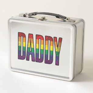 Vintage-Regenbogen-Daddy-Pride-Typografie-T-Shirt_ Metall Brotdose