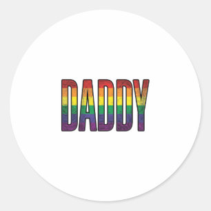 Vintage-Regenbogen-Daddy-Pride-Typografie-T-Shirt_ Runder Aufkleber