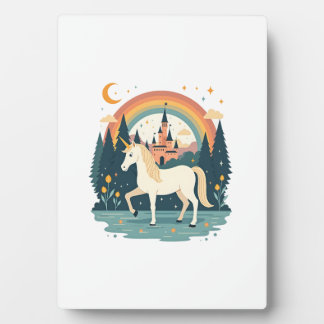 Vintage-Regenbogen-Einhorn-Fantasy-Design mit Schl Fotoplatte