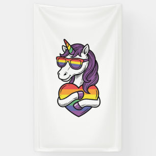 Vintage Regenbogen Einhorn Herz Pride Shirt Design Banner