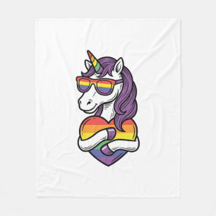 Vintage Regenbogen Einhorn Herz Pride Shirt Design Fleecedecke