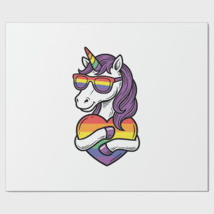Vintage-Regenbogen-Einhorn-Herz-Pride-Shirt-Design Geschenkpapier
