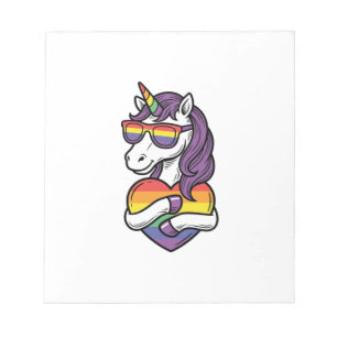 Vintage Regenbogen Einhorn Herz Pride Shirt Design Notizblock