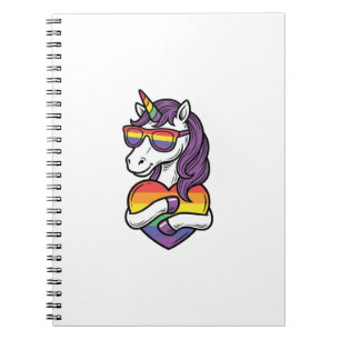 Vintage Regenbogen Einhorn Herz Pride Shirt Design Notizblock