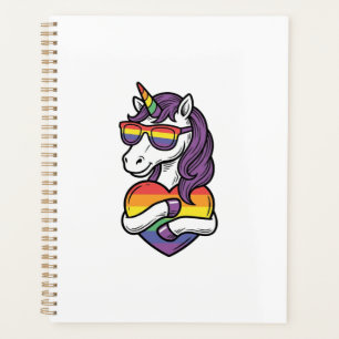 Vintage-Regenbogen-Einhorn-Herz-Pride-Shirt-Design Planer