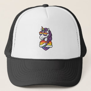 Vintage-Regenbogen-Einhorn-Herz-Pride-Shirt-Design Truckerkappe