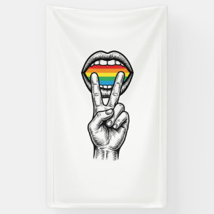 Vintage-Regenbogen-Friedenshand-Stolz-Vektor-Shirt Banner