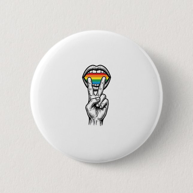 Vintage-Regenbogen-Friedenshand-Stolz-Vektor-Shirt Button (Vorderseite)
