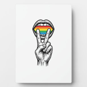 Vintage-Regenbogen-Friedenshand-Stolz-Vektor-Shirt Fotoplatte