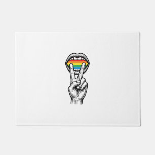 Vintage-Regenbogen-Friedenshand-Stolz-Vektor-Shirt Fußmatte