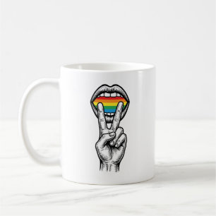 Vintage-Regenbogen-Friedenshand-Stolz-Vektor-Shirt Kaffeetasse