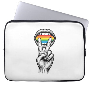 Vintage-Regenbogen-Friedenshand-Stolz-Vektor-Shirt Laptopschutzhülle