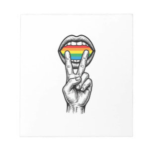 Vintage-Regenbogen-Friedenshand-Stolz-Vektor-Shirt Notizblock