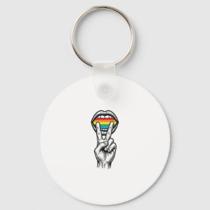 Vintage-Regenbogen-Friedenshand-Stolz-Vektor-Shirt Schlüsselanhänger