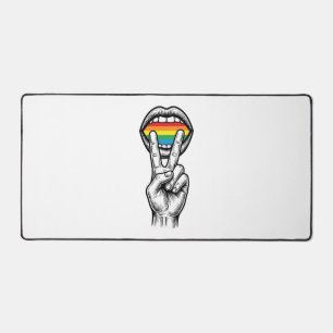 Vintage-Regenbogen-Friedenshand-Stolz-Vektor-Shirt Schreibtischunterlage