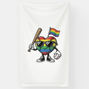 Vintage-Regenbogen-Herz-Baseball-Stolz-Shirt-Desig Banner