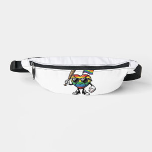 Vintage-Regenbogen-Herz-Baseball-Stolz-Shirt-Desig Bauchtasche