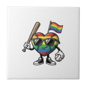 Vintage-Regenbogen-Herz-Baseball-Stolz-Shirt-Desig Fliese