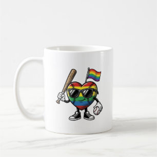 Vintage-Regenbogen-Herz-Baseball-Stolz-Shirt-Desig Kaffeetasse