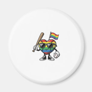 Vintage-Regenbogen-Herz-Baseball-Stolz-Shirt-Desig Magnet