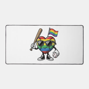 Vintage-Regenbogen-Herz-Baseball-Stolz-Shirt-Desig Schreibtischunterlage