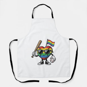 Vintage-Regenbogen-Herz-Baseball-Stolz-Shirt-Desig Schürze