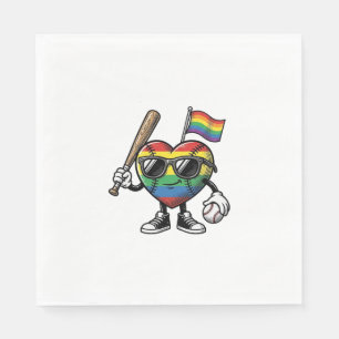 Vintage-Regenbogen-Herz-Baseball-Stolz-Shirt-Desig Serviette