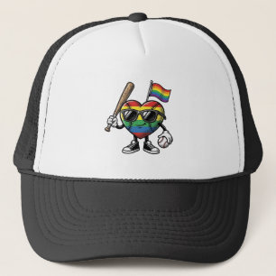 Vintage-Regenbogen-Herz-Baseball-Stolz-Shirt-Desig Truckerkappe