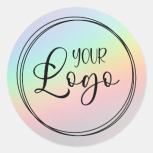 Vintage-Regenbogen-Holografischer-Verlaufs-Logo Runder Aufkleber