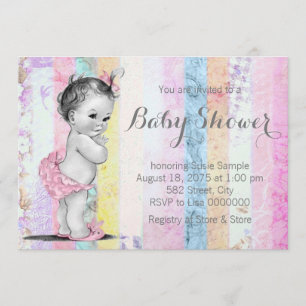 Vintage-Regenbogen-Mädchen-Baby-Party Einladung