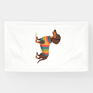 Vintage-Regenbogen-Pullover Dachshund Süßer langer Banner