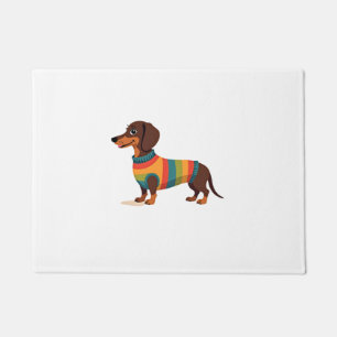 Vintage-Regenbogen-Pullover Dachshund Süßer langer Fußmatte