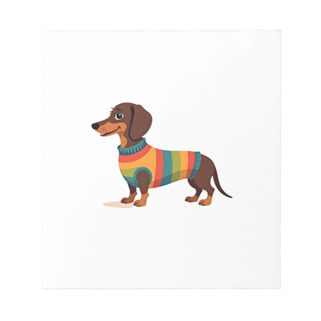 Vintage Regenbogen Pullover Dachshund Süßer langer Notizblock (Vorderseite)