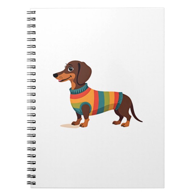 Vintage-Regenbogen-Pullover Dachshund Süßer langer Notizblock (Vorderseite)