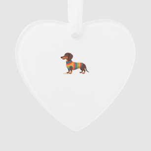 Vintage-Regenbogen-Pullover Dachshund Süßer langer Ornament