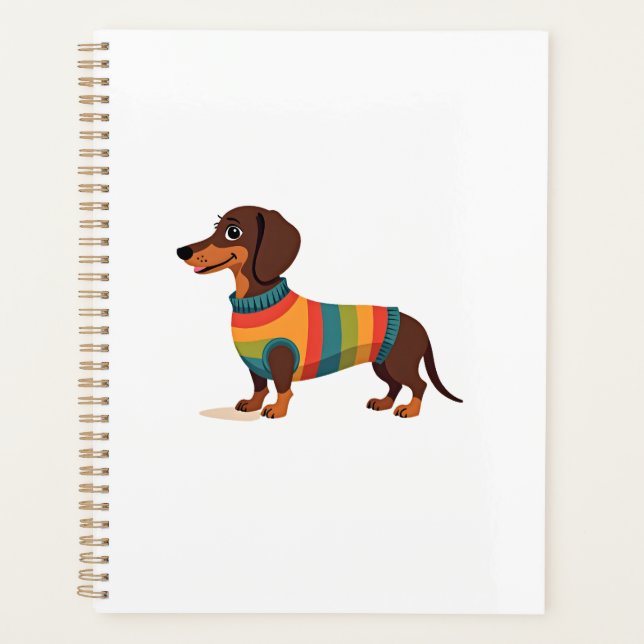 Vintage-Regenbogen-Pullover Dachshund Süßer langer Planer (Vorderseite)