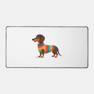 Vintage-Regenbogen-Pullover Dachshund Süßer langer Schreibtischunterlage