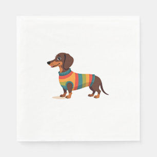 Vintage-Regenbogen-Pullover Dachshund Süßer langer Serviette