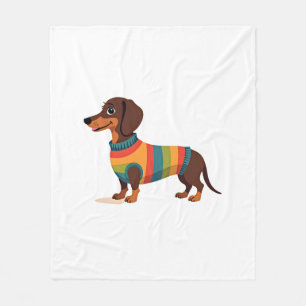 Vintage Regenbogen Pullover Dachshund Süßer Langha Fleecedecke