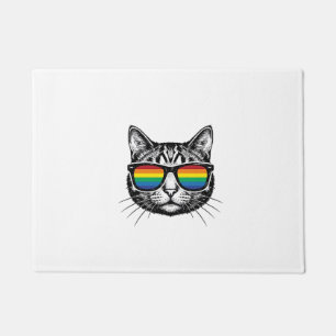 Vintage-Regenbogen-Sonnenbrille Katze Pride-Shirt- Fußmatte