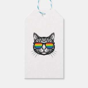 Vintage-Regenbogen-Sonnenbrille Katze Pride-Shirt- Geschenkanhänger