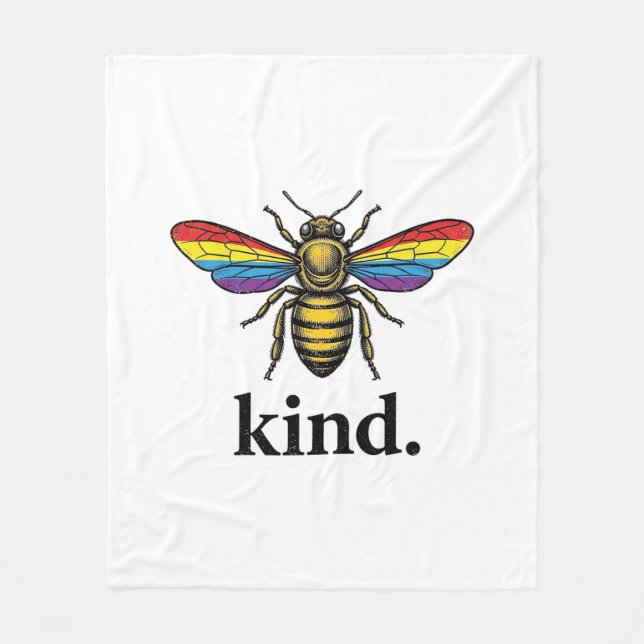 Vintage Regenbogenflügel-Shirt-Design von Kind Bee Fleecedecke (Vorderseite)