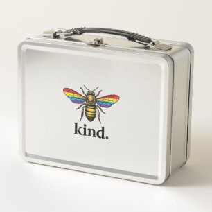 Vintage-Regenbogenflügel-Shirt-Design von Kind Bee Metall Brotdose