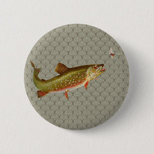 Vintage Regenbogenforelle Fischen Button