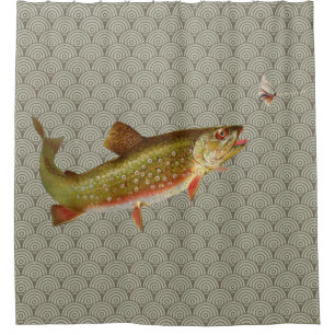 Vintage Regenbogenforelle Fischen Duschvorhang