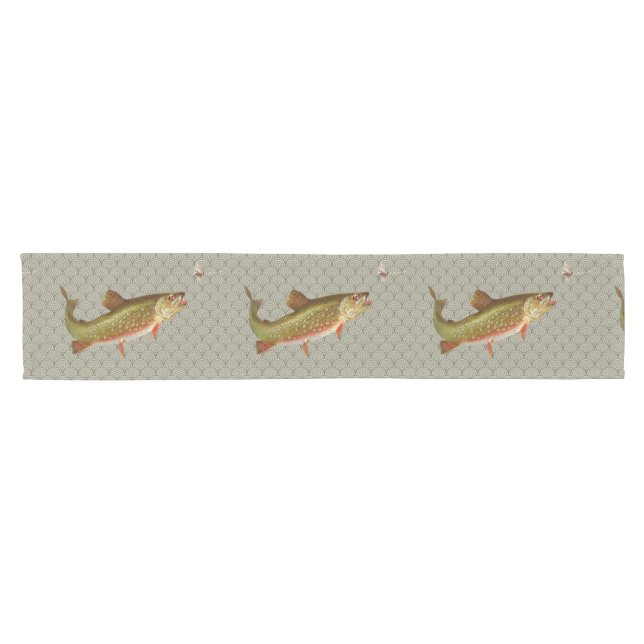 Vintage Regenbogenforelle Fischen Kurzer Tischläufer (Horizontal)