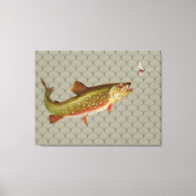 Vintage Regenbogenforelle Fischen Leinwanddruck (Vorderseite)
