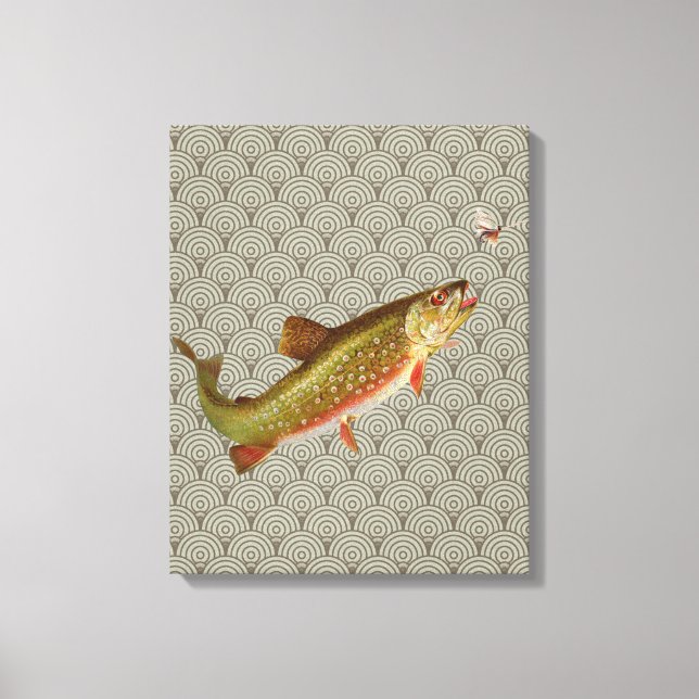 Vintage Regenbogenforelle Fischen Leinwanddruck (Vorderseite)